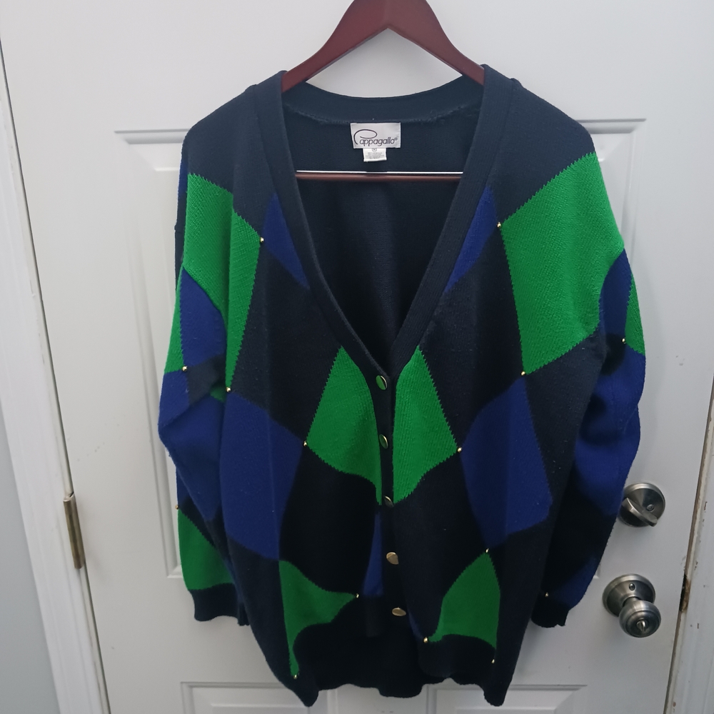 Cozy Green and Blue Argyle Sweater